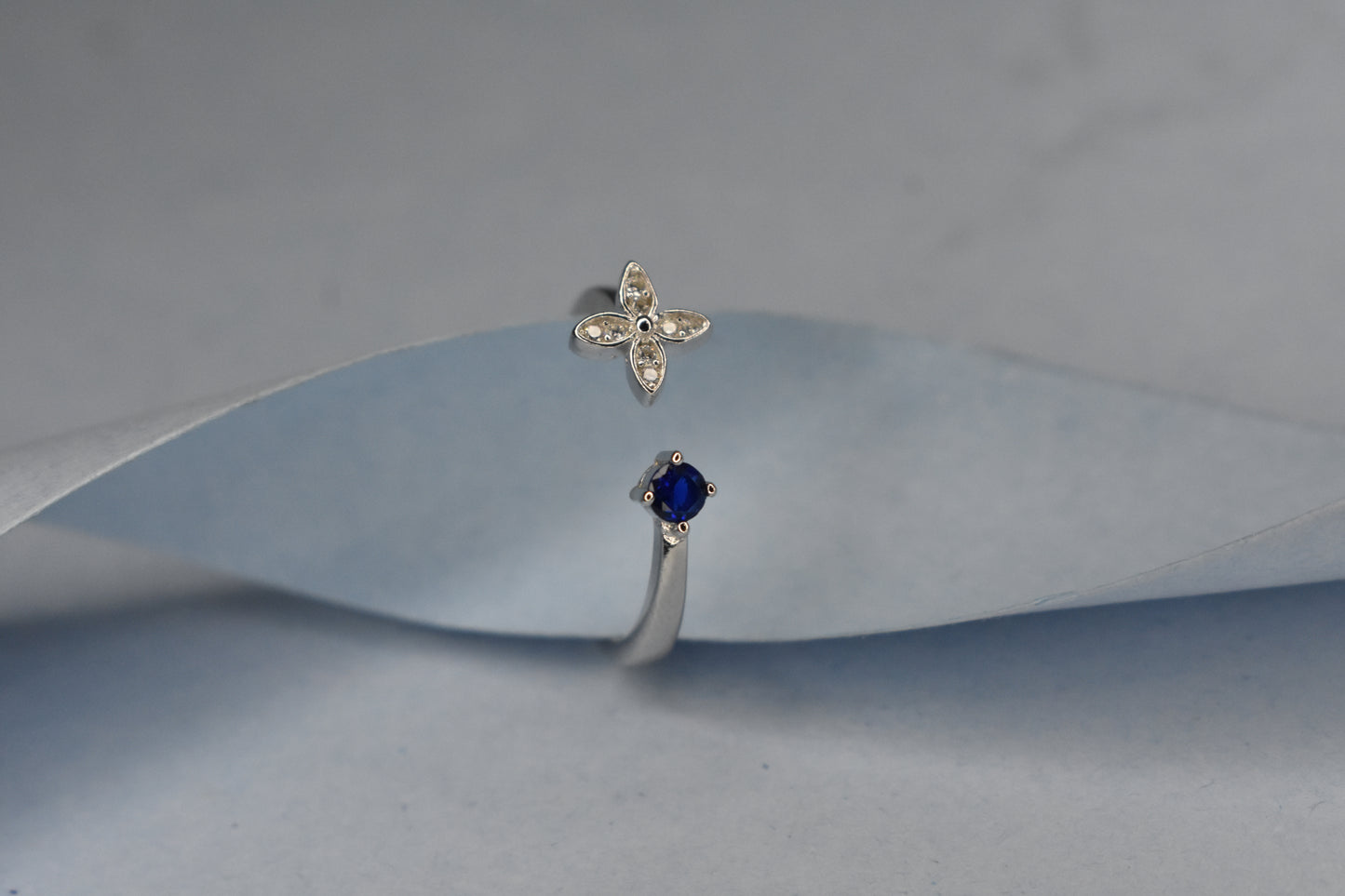 Blue Stone and Flower Ring