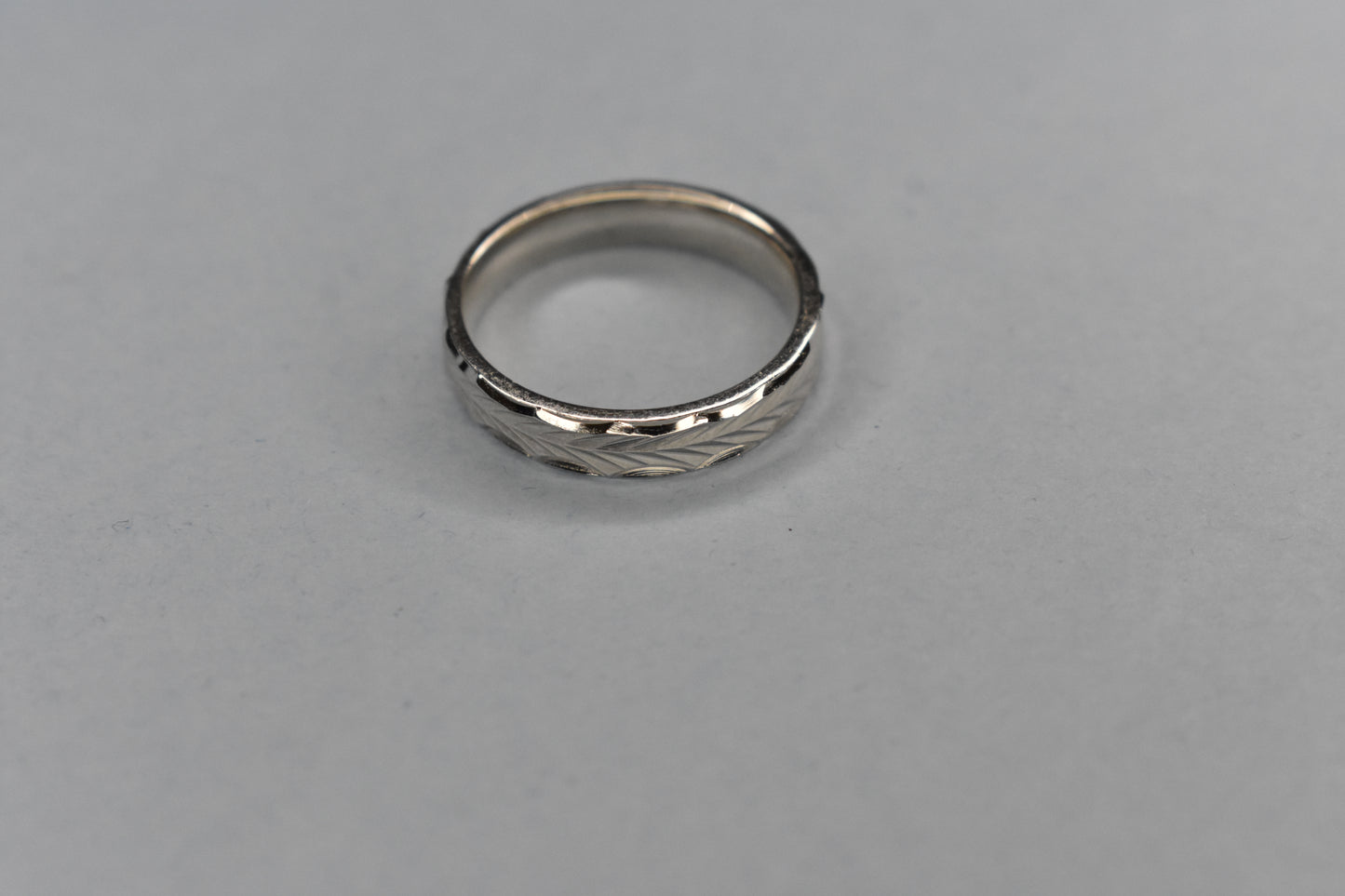 Silver Band with Leaf Impressions