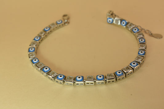 Blue Evil Eye Studded Bracelet