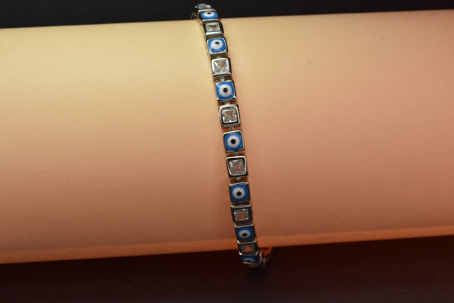 Blue Evil Eye Studded Bracelet