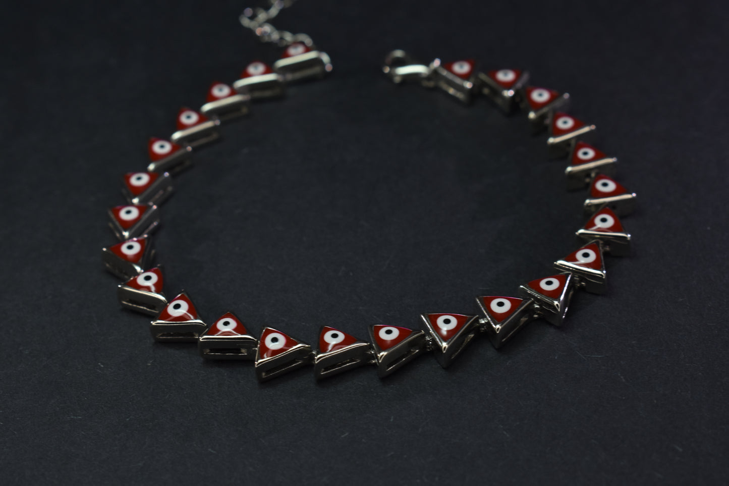 Red Evil Eye Triangle Stone Bracelet