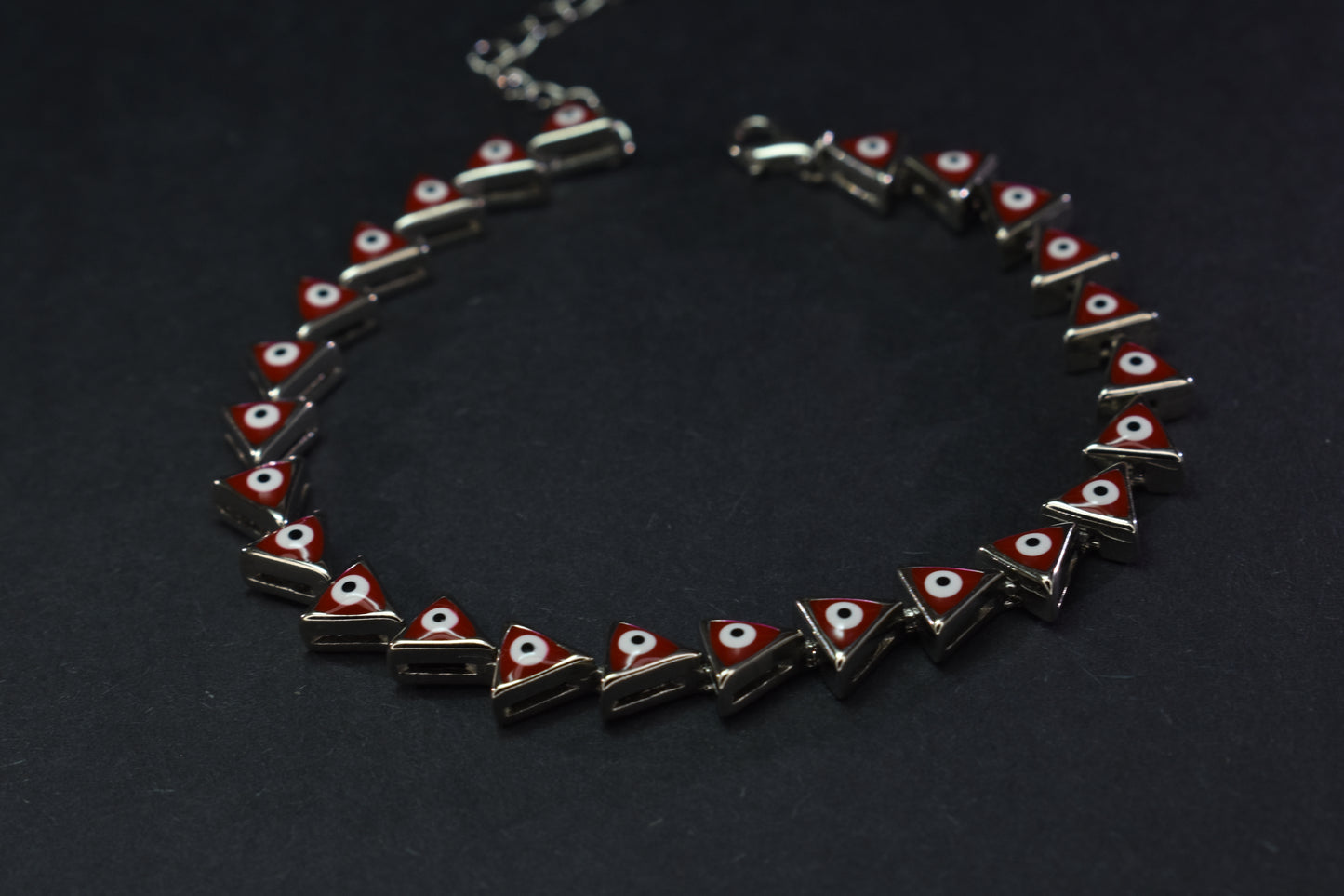 Red Evil Eye Triangle Stone Bracelet