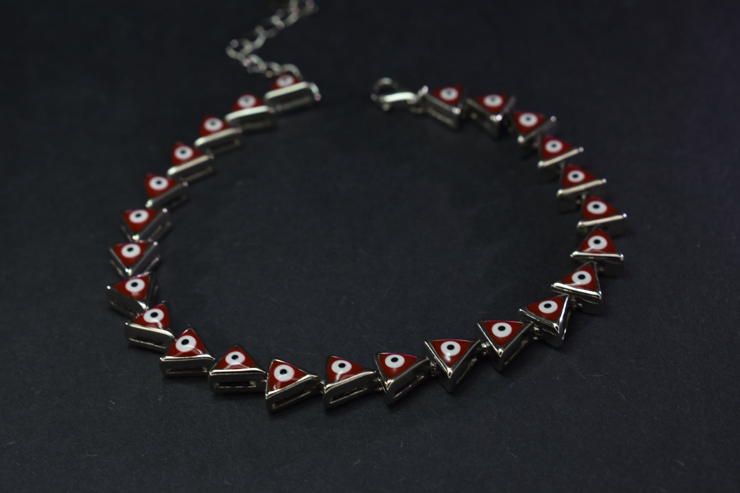 Red Evil Eye Triangle Stone Bracelet