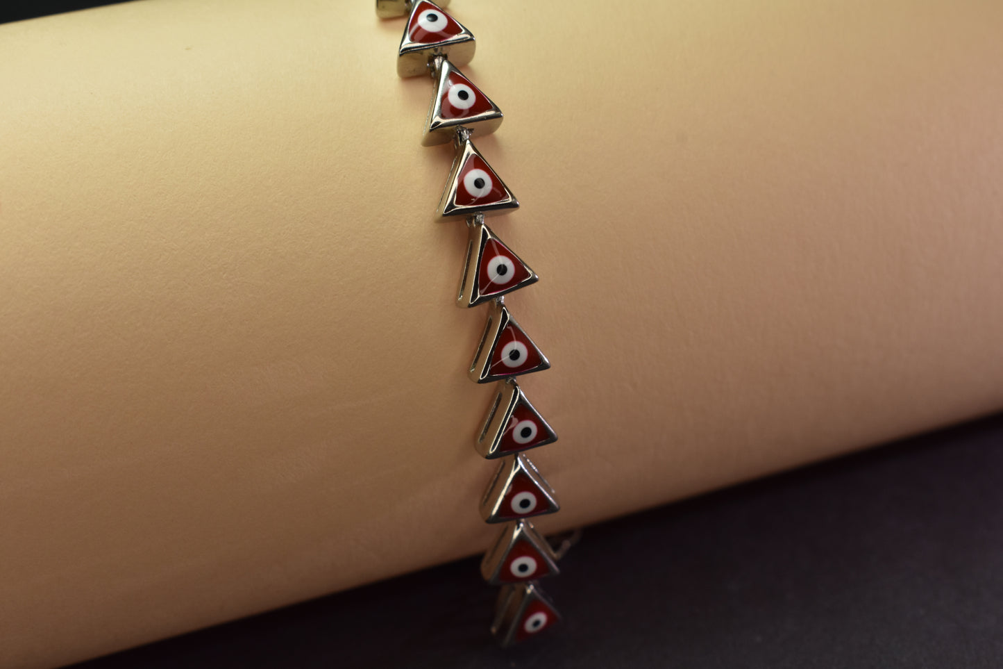 Red Evil Eye Triangle Stone Bracelet