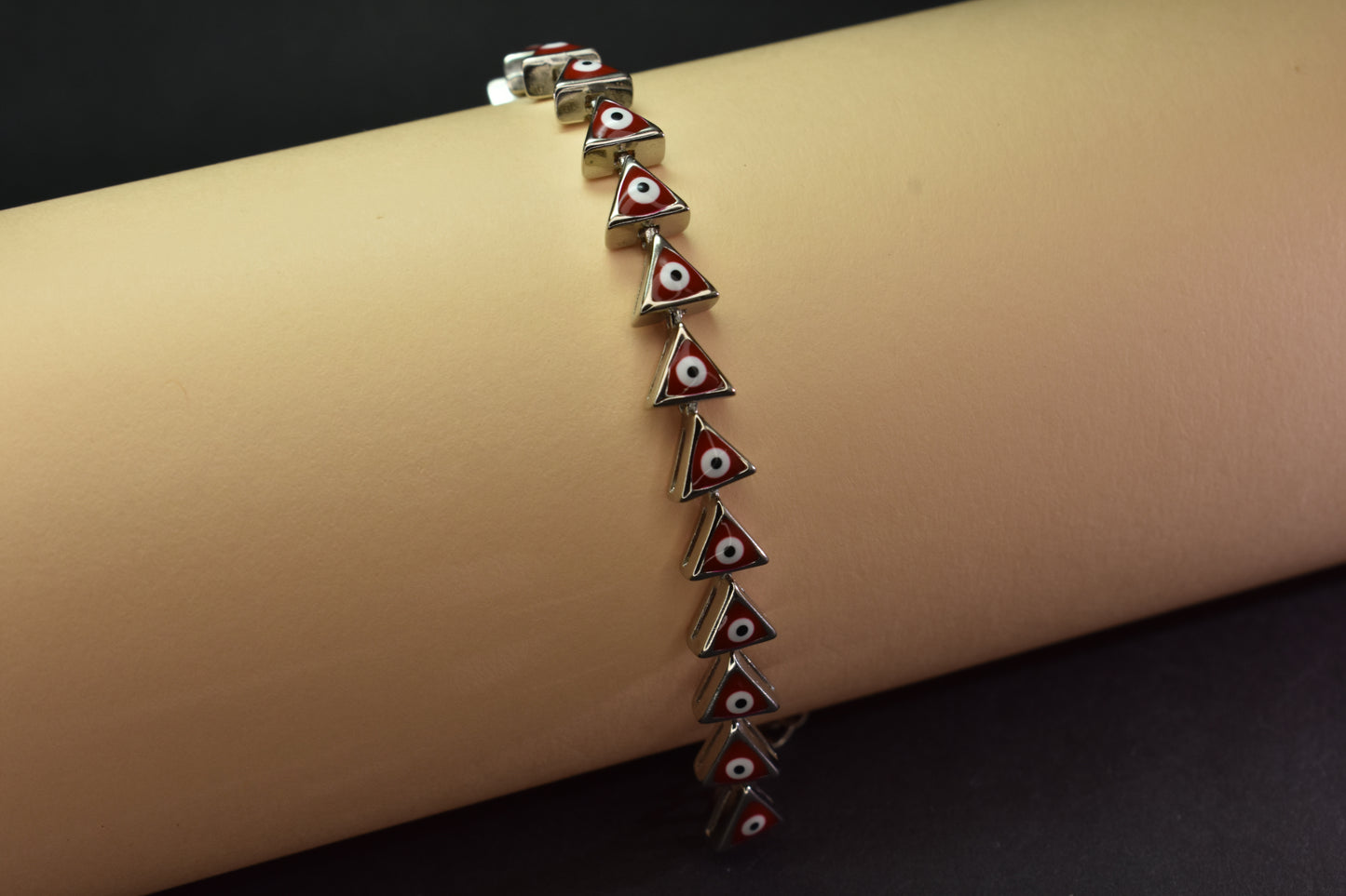 Red Evil Eye Triangle Stone Bracelet