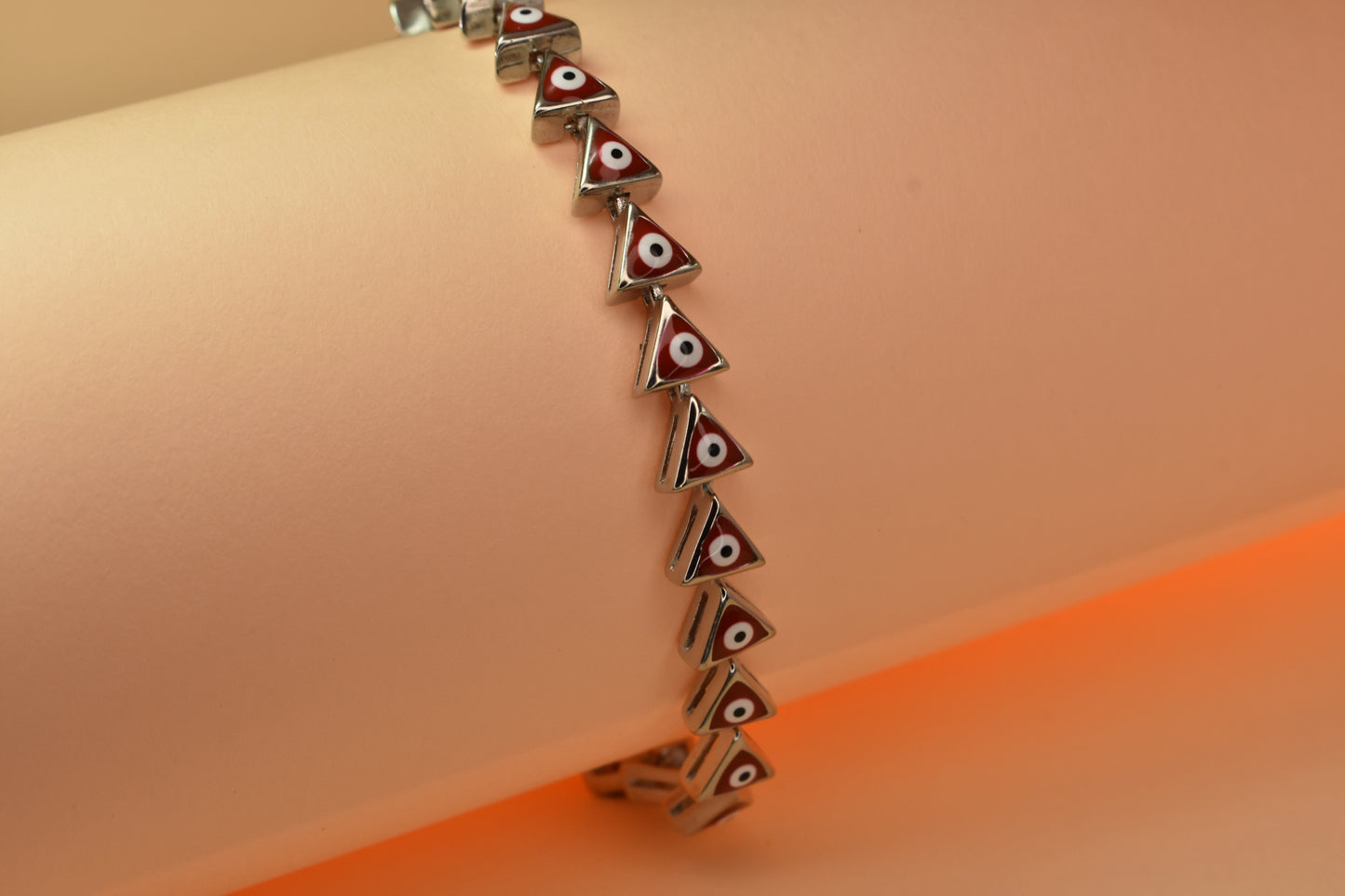 Red Evil Eye Triangle Stone Bracelet