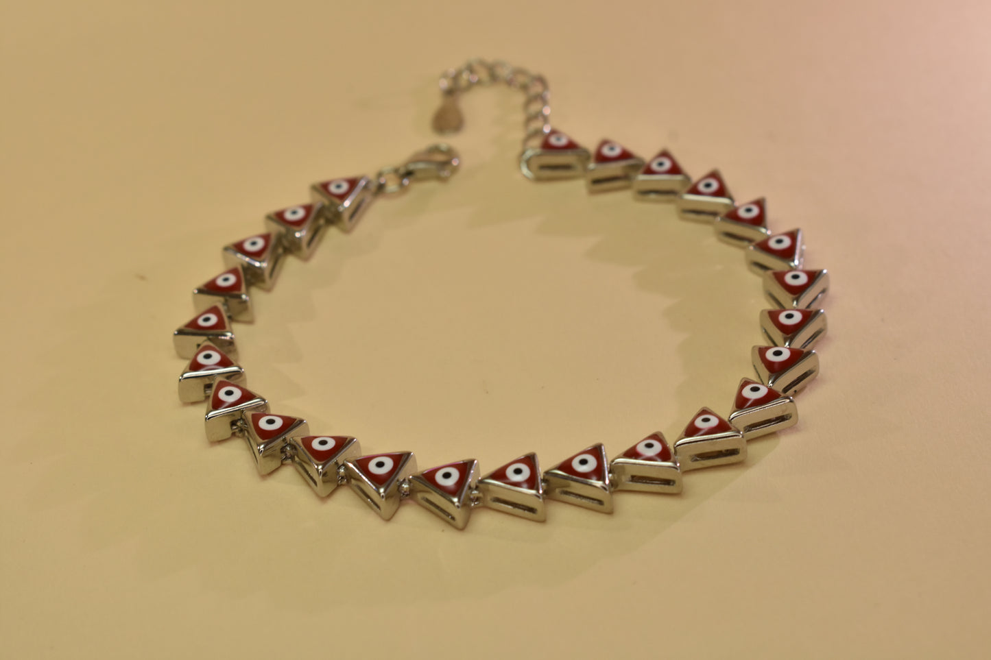 Red Evil Eye Triangle Stone Bracelet