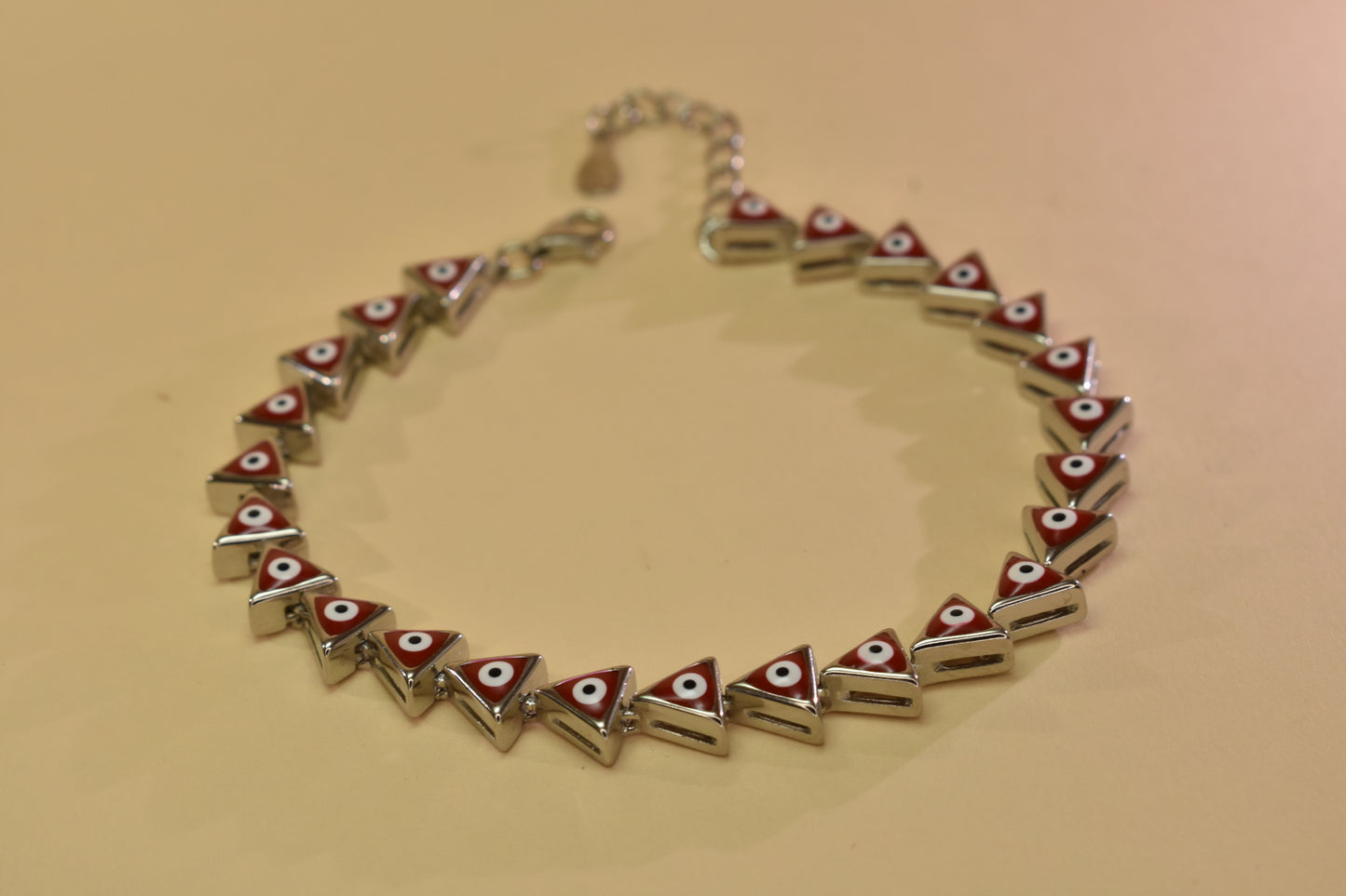 Red Evil Eye Triangle Stone Bracelet