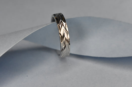 Silver Band with Leaf Impressions